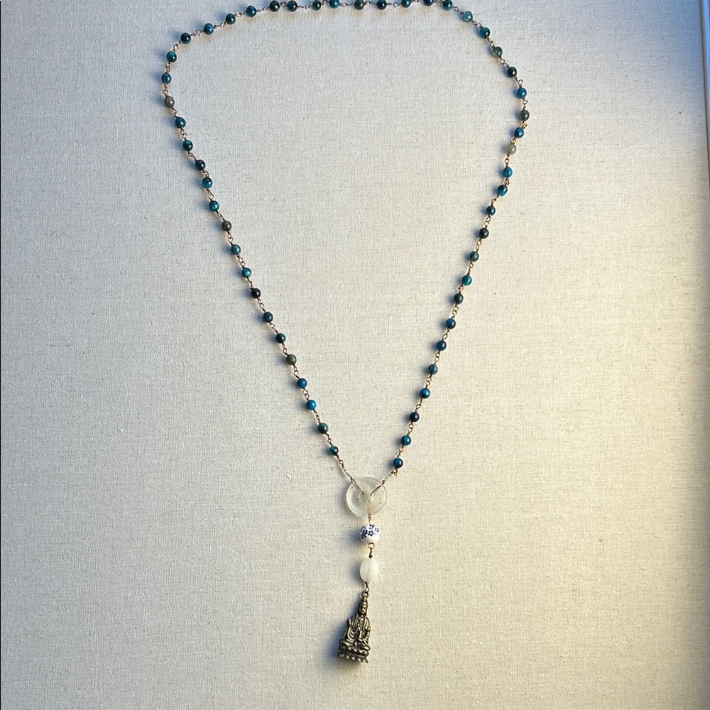 Silver and Blue Beaded Necklace